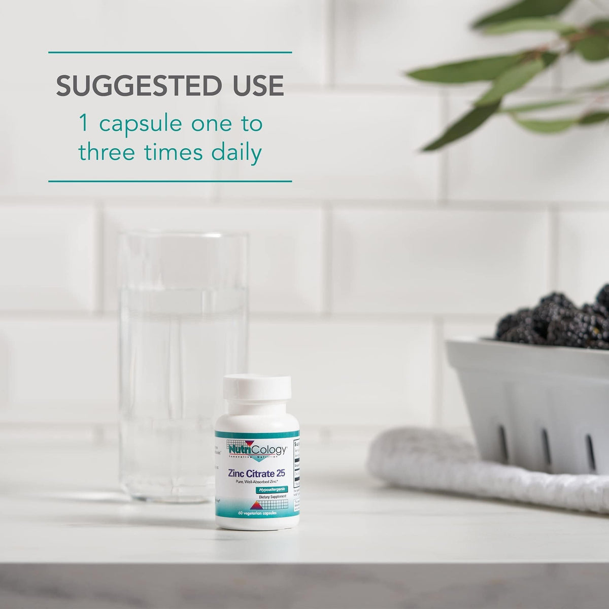 Flacon de Zinc Citrate ouvert avec capsules visibles