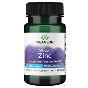 Flacon de zinc glyciné Swanson 30 mg 90 capsules vue avant