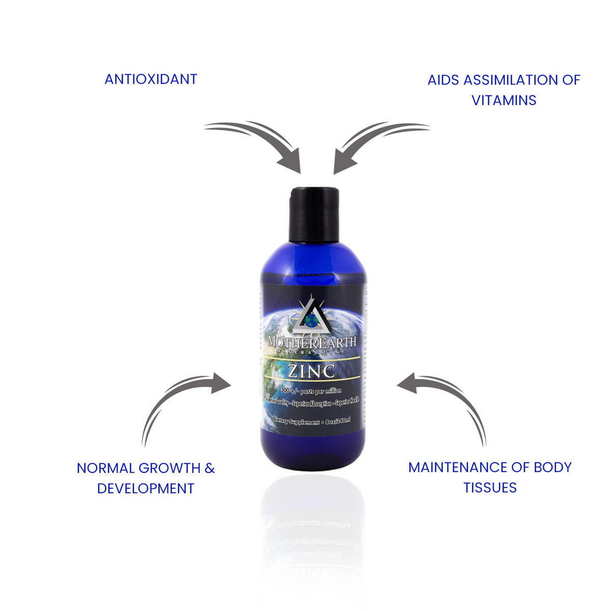 Flacon de zinc liquide Mother Earth Minerals avec goutte