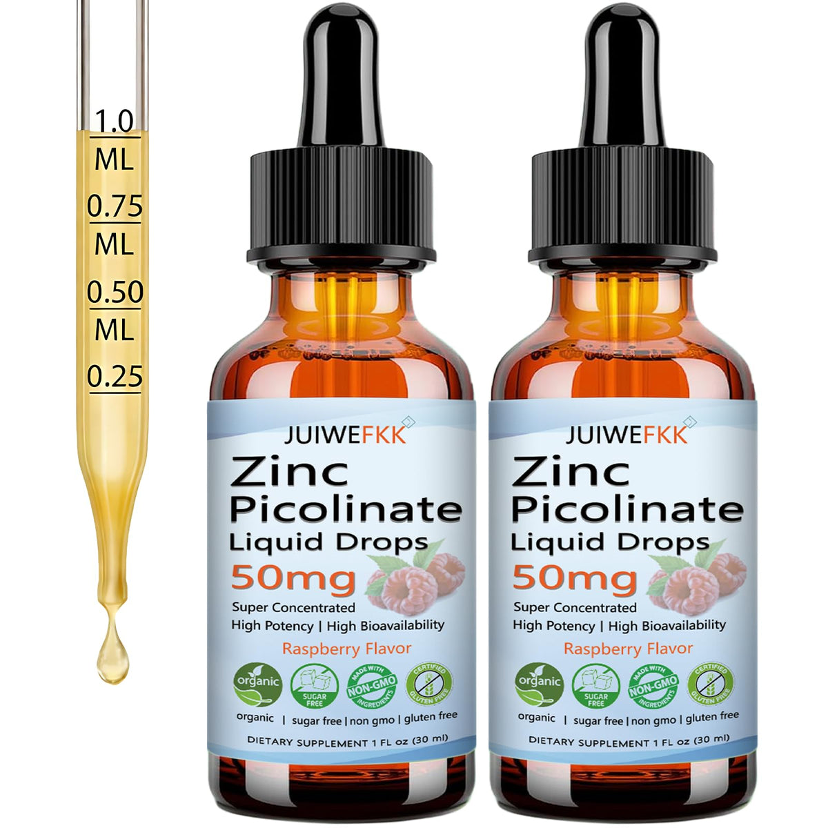 Flacon de Zinc Picolinate 50mg liquide JUIWEFKK vue de face