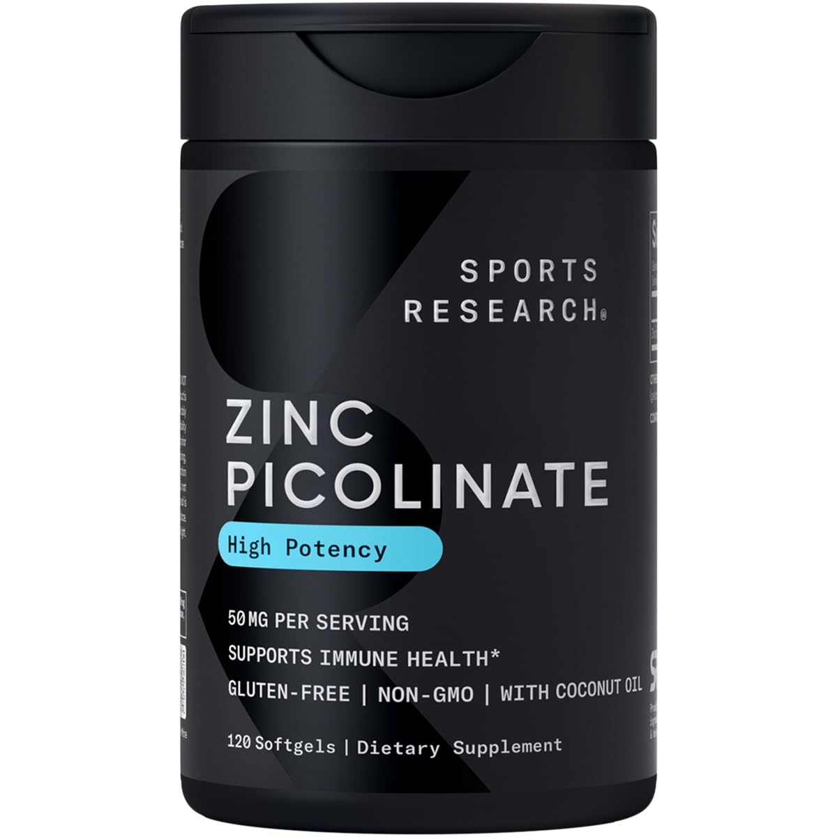 Flacon de Zinc Picolinate 50mg Sports Research 120 gélules