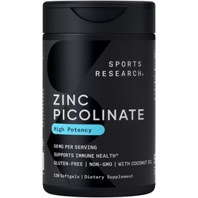 Flacon de Zinc Picolinate 50mg Sports Research 120 gélules