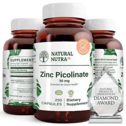 Flacon de Zinc Picolinate Natural Nutra 250 capsules