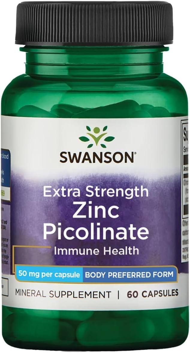 Flacon de zinc picolinate Swanson 50 mg avec 60 capsules