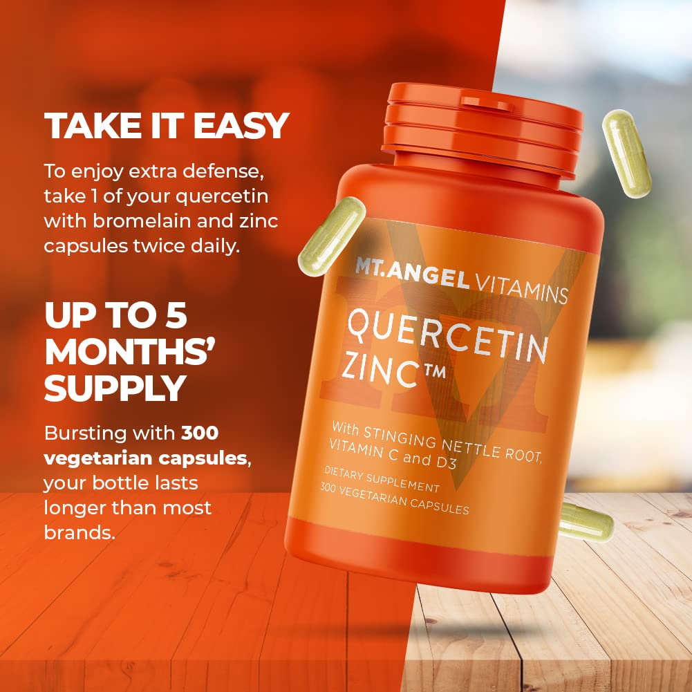 Flacon de Zinc Quercétine 500mg Mt. Angel Vitamins ouvert