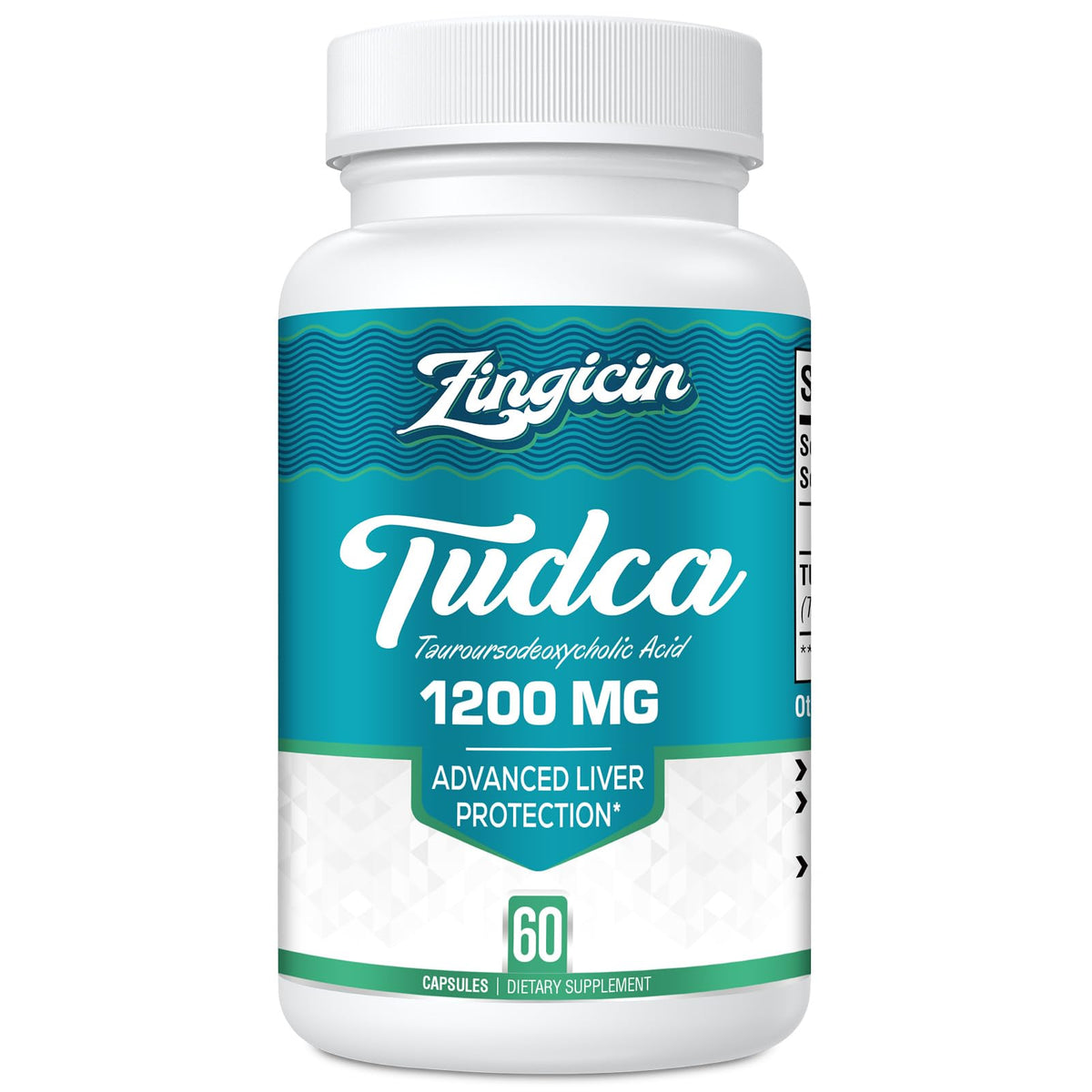 Flacon de Zingicin TUDCA 1200mg contenant 60 capsules végétales