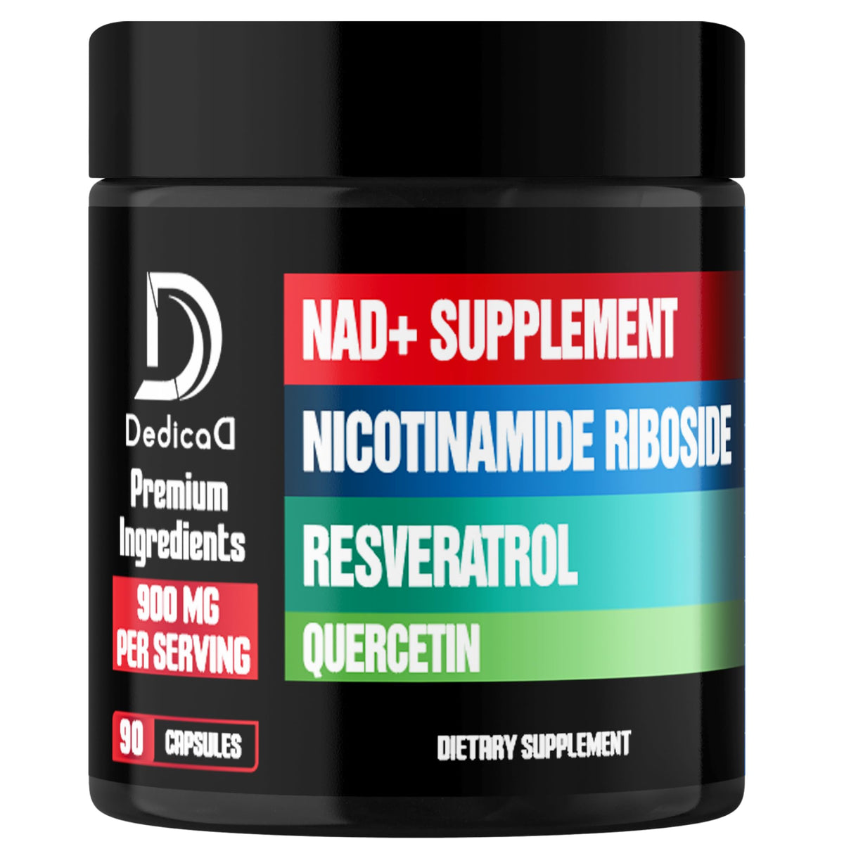 Flacon DEDICAD NAD 900mg NR vue de face avec 90 capsules