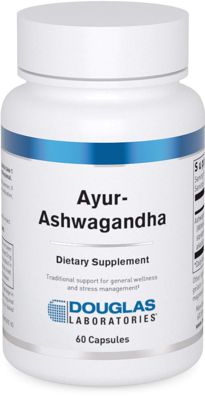 Flacon des capsules Ayur-Ashwaganda Douglas Laboratories vue de face
