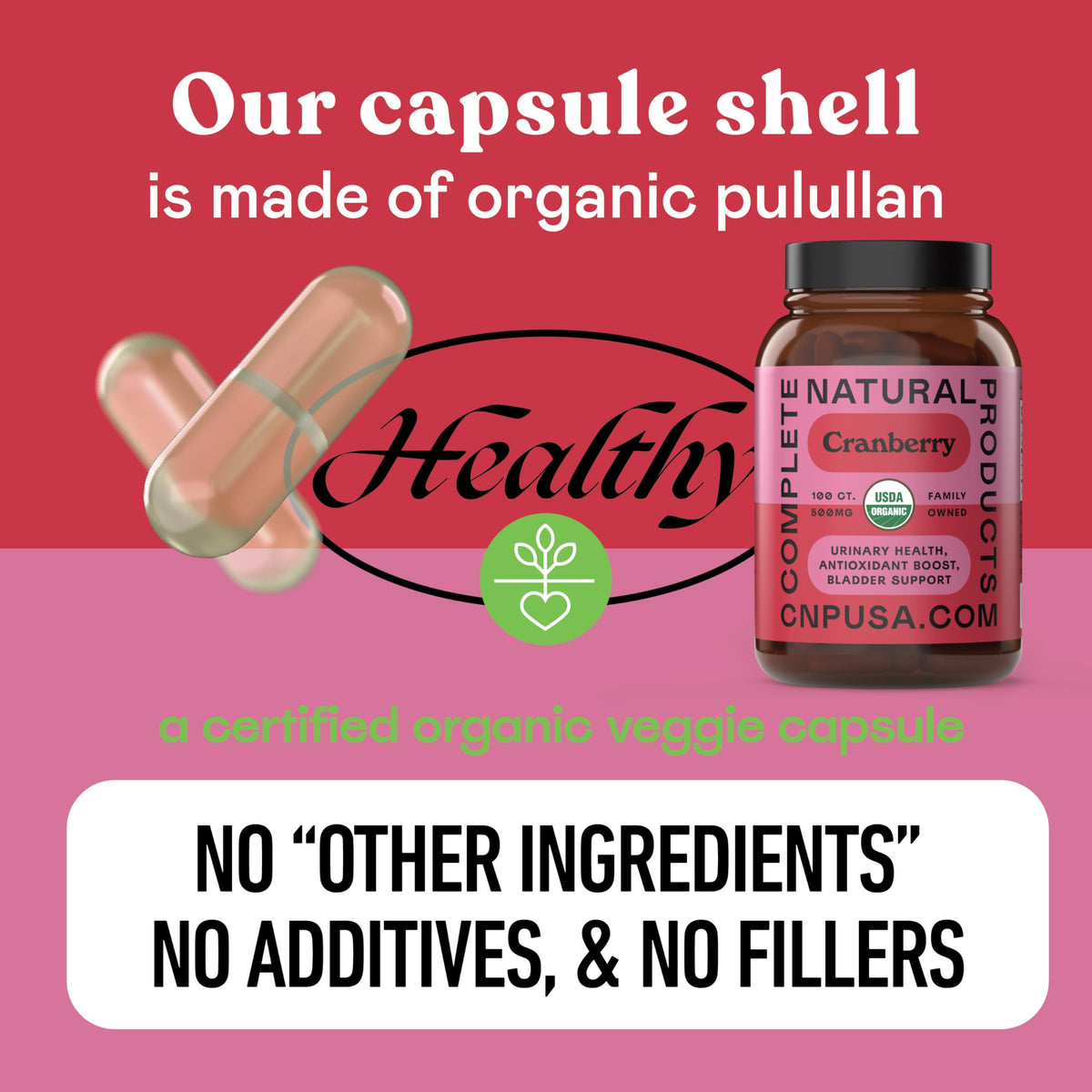Flacon des capsules de cranberry bio 500mg