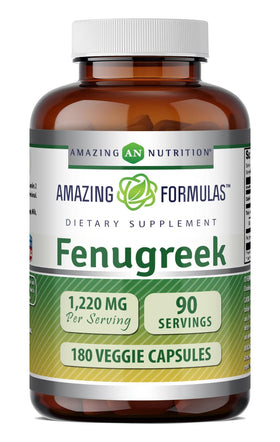 Flacon des capsules de fenugrec Amazing Nutrition, vue avant avec étiquette visible