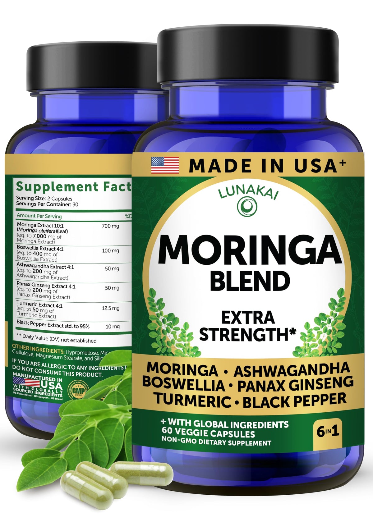 Flacon des capsules de moringa Lunakai 60ct vue de face