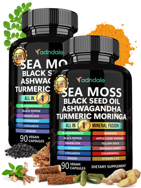 Flacon des capsules de mousse de mer Adndale 180 comprimés vue de face