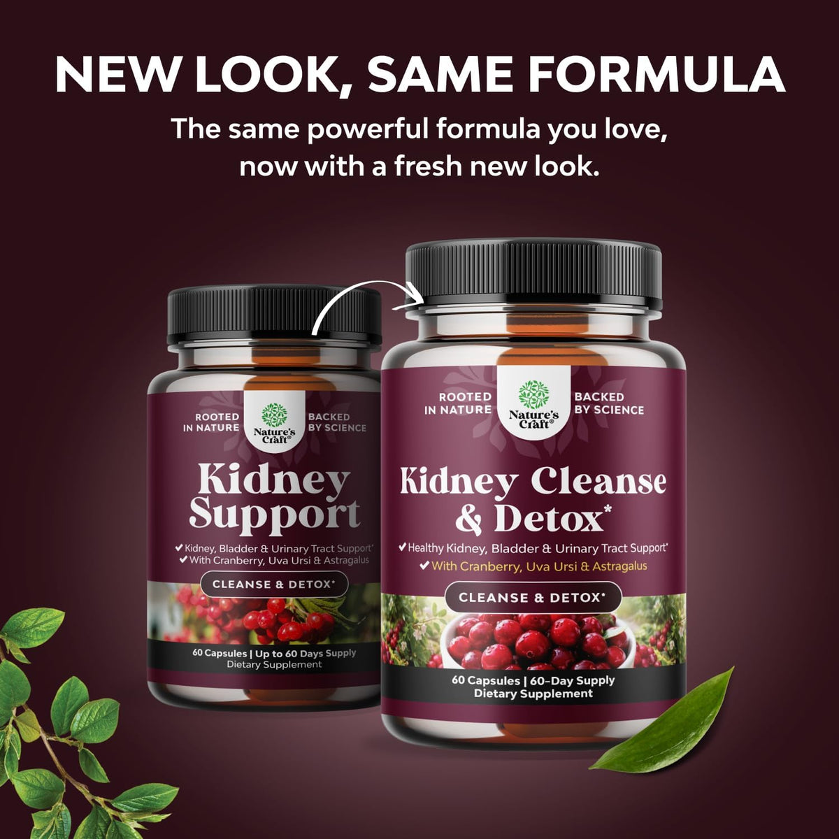 Flacon des capsules Natures Craft de cranberry avec étiquette visible