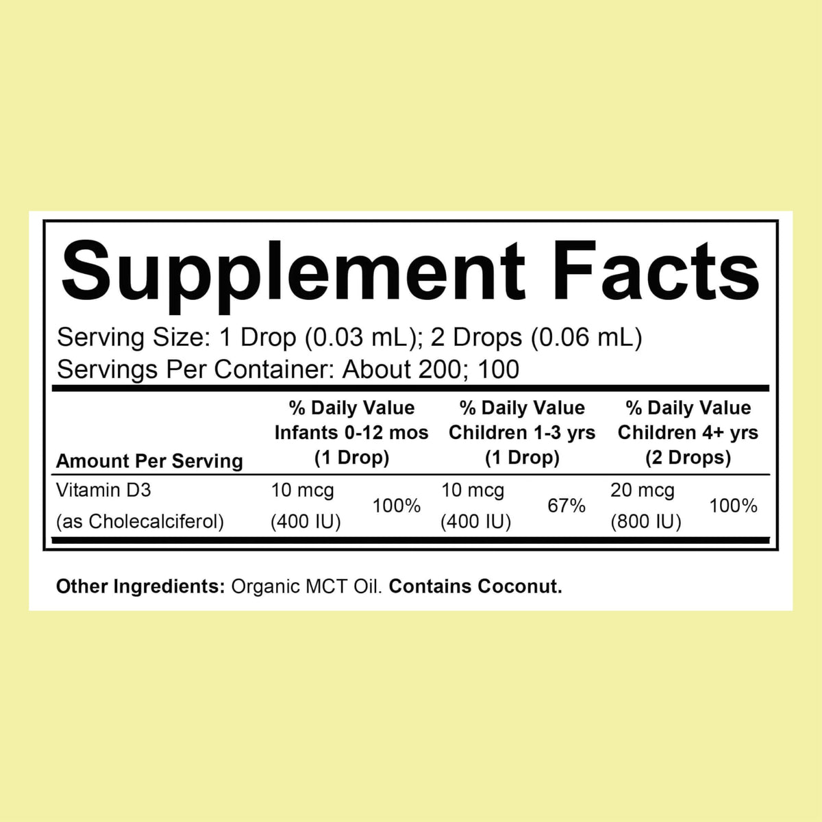 Flacon des Gouttes de Vitamine D3 Bio CHILDLIFE ESSENTIALS avec compte-gouttes