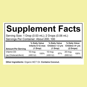 Flacon des Gouttes de Vitamine D3 Bio CHILDLIFE ESSENTIALS avec compte-gouttes