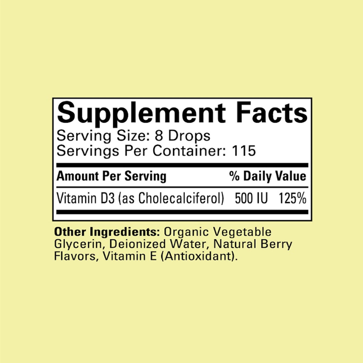 Flacon des gouttes de vitamine D3 CHILDLIFE ESSENTIALS avec compte-gouttes