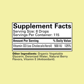 Flacon des gouttes de vitamine D3 CHILDLIFE ESSENTIALS avec compte-gouttes