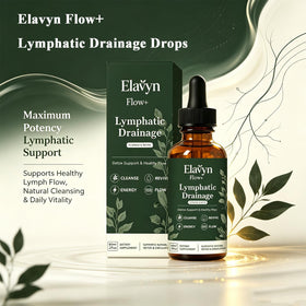 Flacon des gouttes drainantes lymphatiques ELAVYN FLOW+ avec étiquette