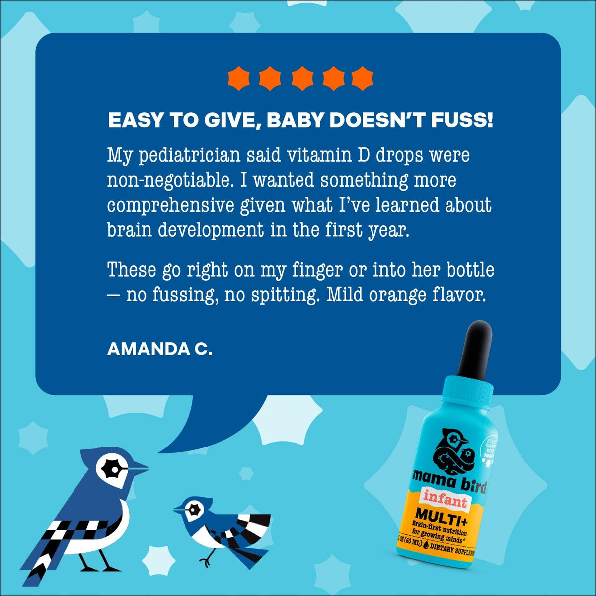 Flacon des gouttes Mama Bird Multi+ avec échelle des dosages