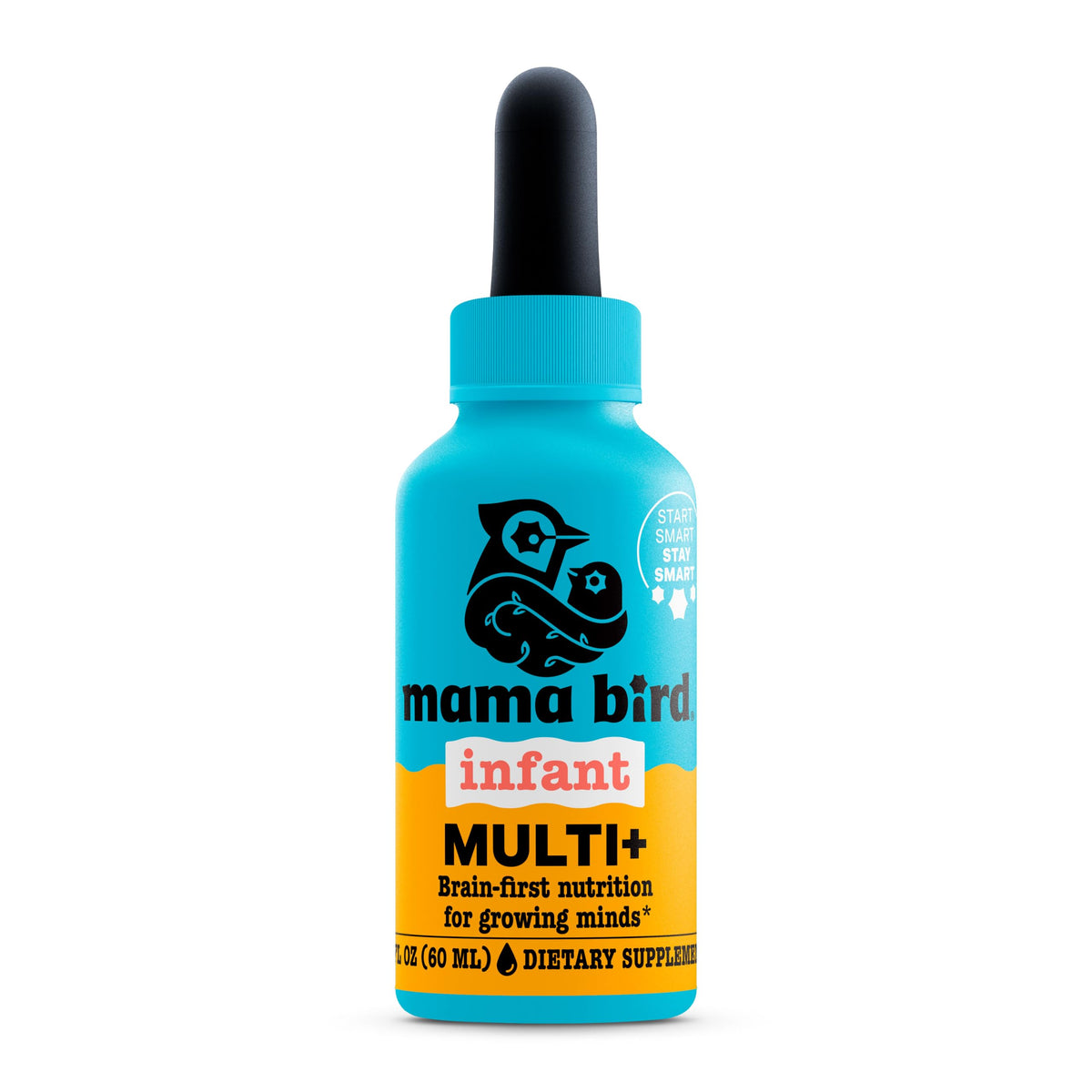 Flacon des gouttes Mama Bird Multi+ de Best Nest Wellness avec étiquette orange