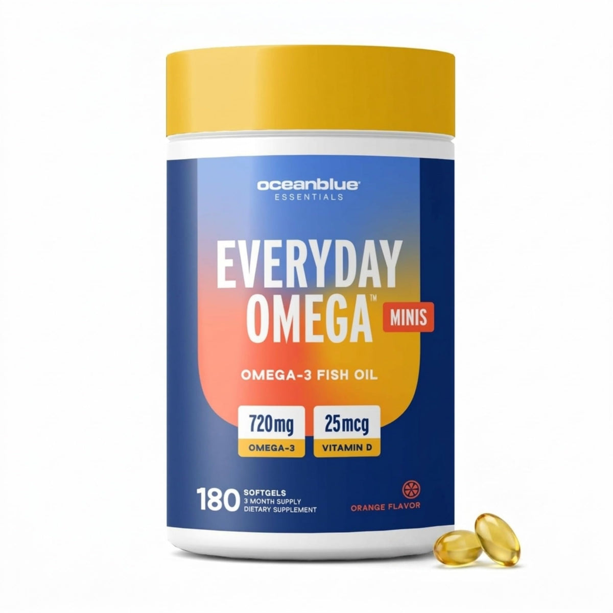 Flacon des Omega Minis Oceanblue avec 180 capsules