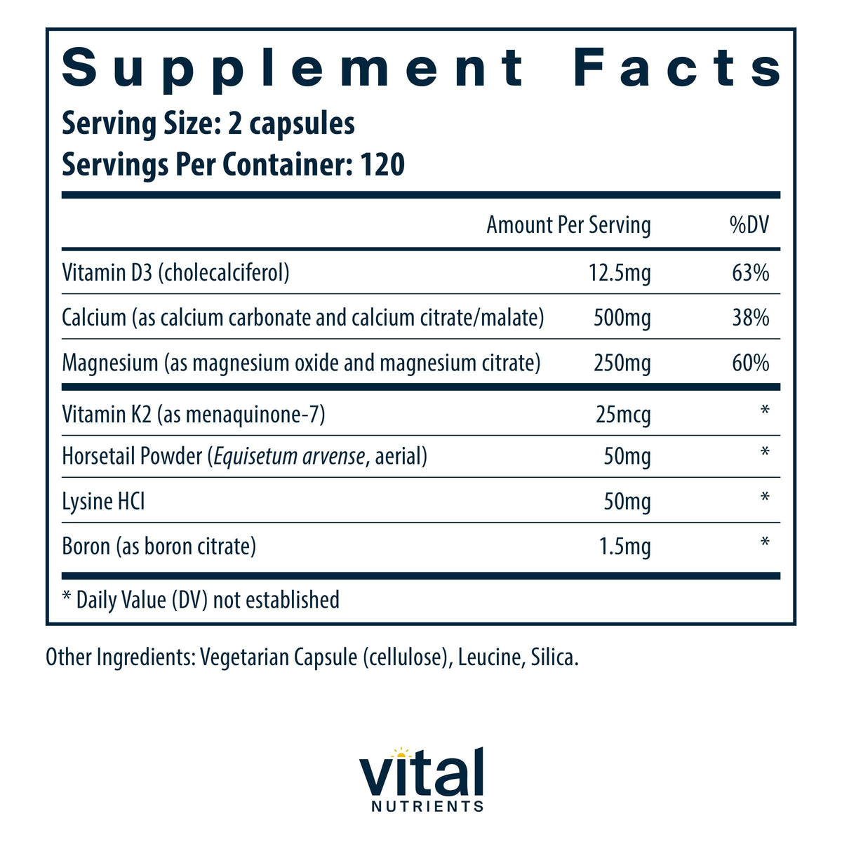 Flacon des Ostéo-Nutriments Végétariens Vital Nutrients