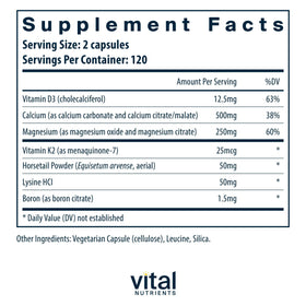 Flacon des Ostéo-Nutriments Végétariens Vital Nutrients