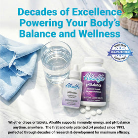 Flacon des tablettes Alkalife ouvert avec quelques comprimés