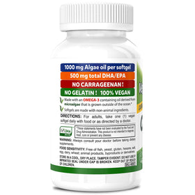 Flacon DEVA Omega-3 Végétal DHA-EPA 500mg avec étiquette