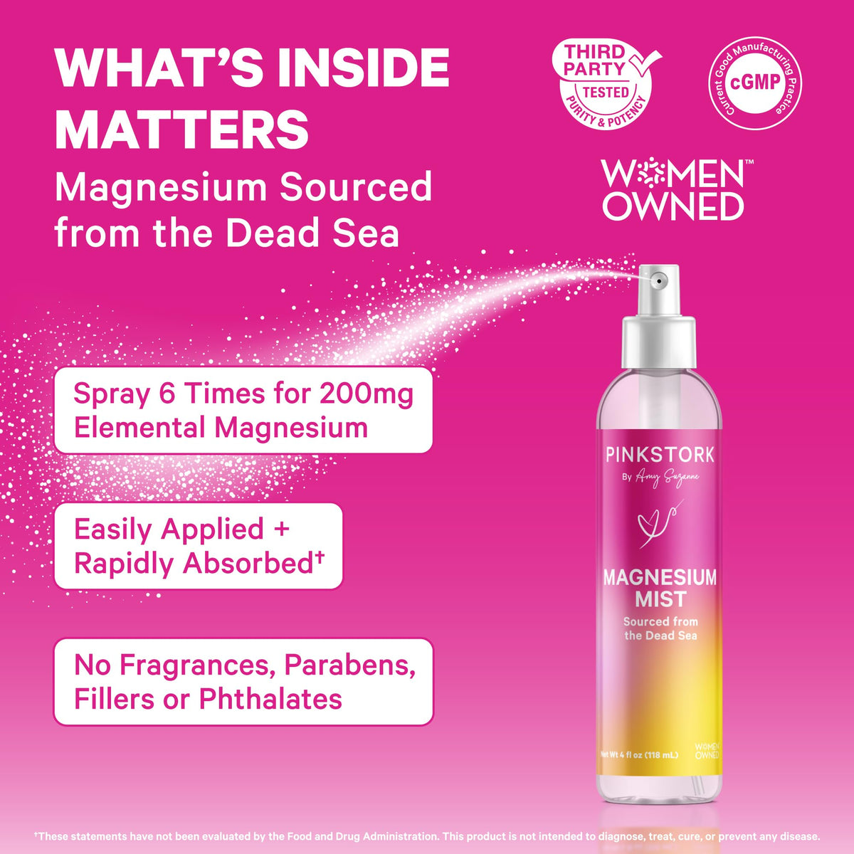 Flacon du Spray de Magnésium Pink Stork avec étiquette