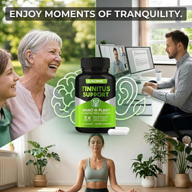 Flacon EAONE Tinnitus avec capsules à côté