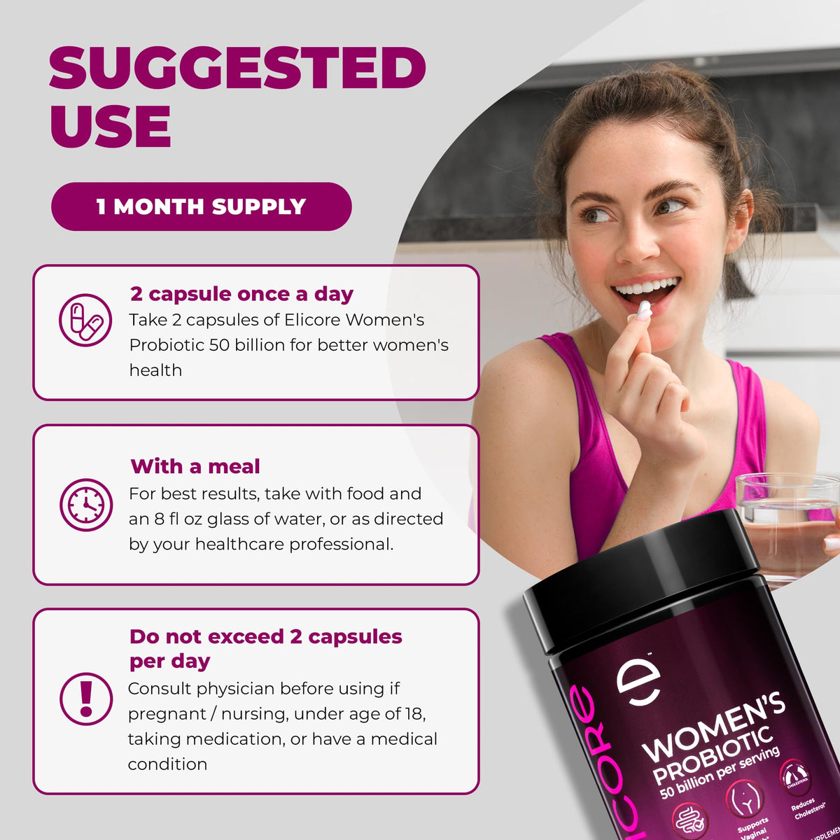 Flacon ELICORE ouvert montrant les capsules