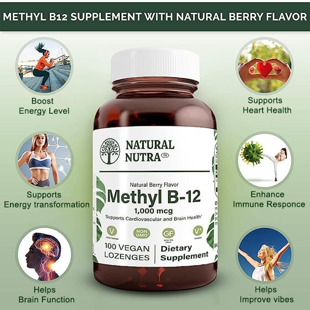 Flacon en verre ambré de Methyl B12 de Natural Nutra