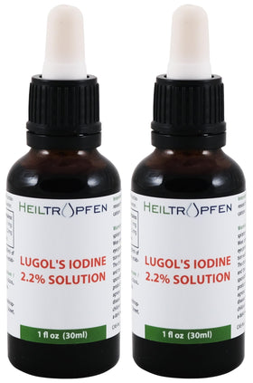 Flacon en verre ambré de solution iodée Heiltropfen 30ml vue de face