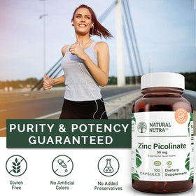 Flacon en verre ambré de Zinc Picolinate avec étiquette