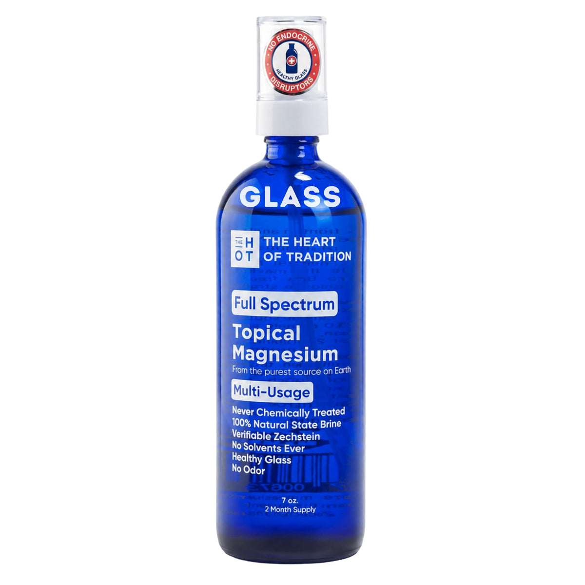 Flacon en verre bleu cobalt de spray d'huile de magnésium 200 ml