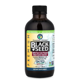 Flacon en verre d'huile de graines noires Amazing Herbs 118 ml
