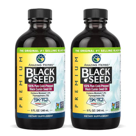 Flacon en verre d'huile de graines noires Amazing Herbs 240 ml