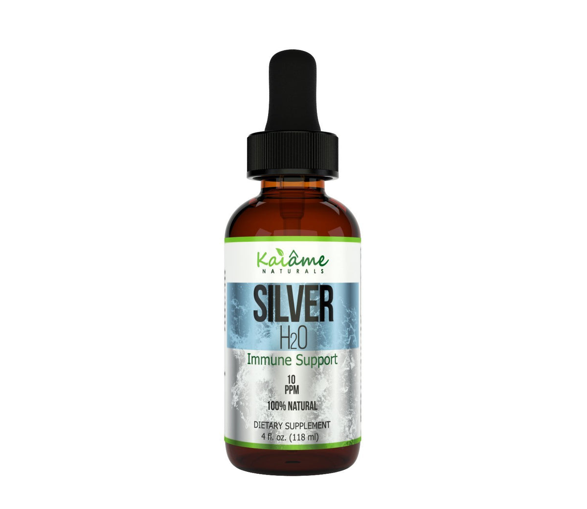Flacon en verre de 120 ml d'argent colloïdal 10 PPM Naturally Sourced