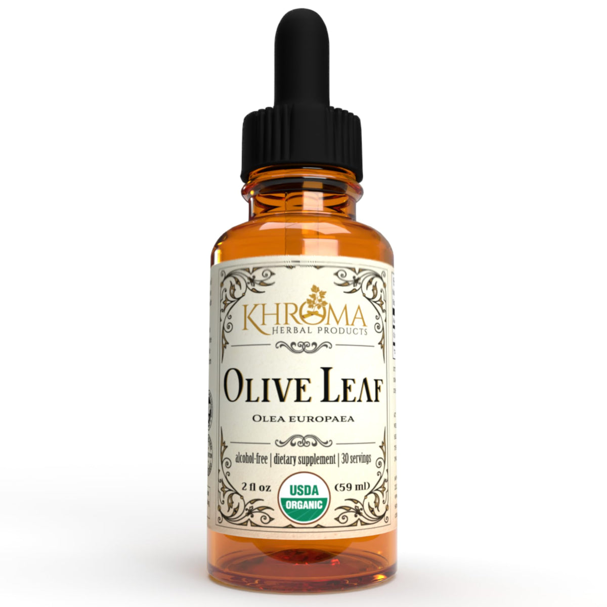 Flacon en verre de 2 oz de complément à base de feuille d'olive Khroma
