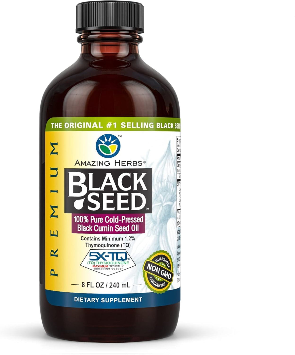 Flacon en verre de 240 ml d'huile de graines noires Amazing Herbs