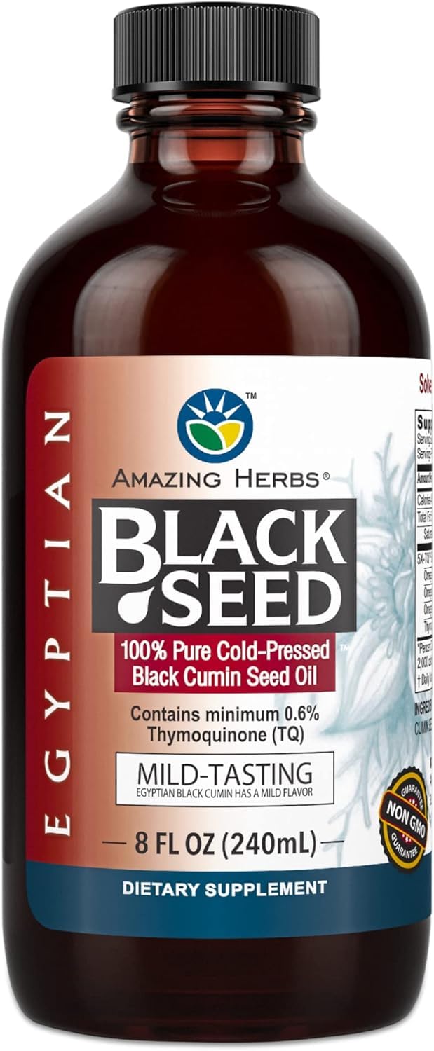 Flacon en verre de 240 ml d'huile de graines noires Amazing Herbs