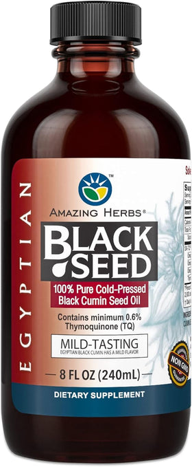 Flacon en verre de 240 ml d'huile de graines noires Amazing Herbs