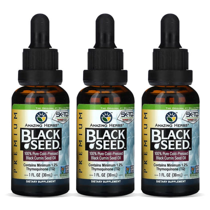Flacon en verre de 30 ml d'huile de graines noires Amazing Herbs