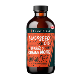 Flacon en verre de 8oz d'huile de graines noires Freshfield, vue avant