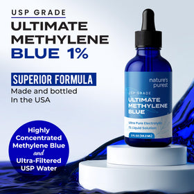 Flacon en verre de bleu de méthylène avec compte-gouttes