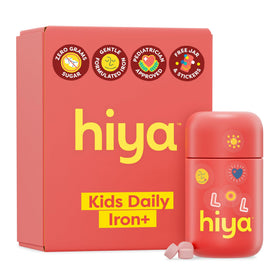 Flacon en verre réutilisable de HIYA Fer+ pour Enfants avec gommes à mâcher fraise