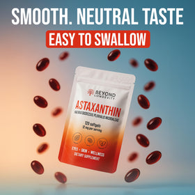 Flacon et gélules d'Astaxanthin 12mg BEYOND LONGEVITY