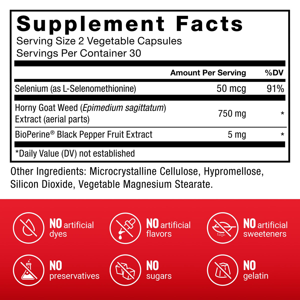 Flacon Force Factor Horny Goat Weed 750mg vue arrière