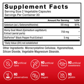 Flacon Force Factor Horny Goat Weed 750mg vue arrière